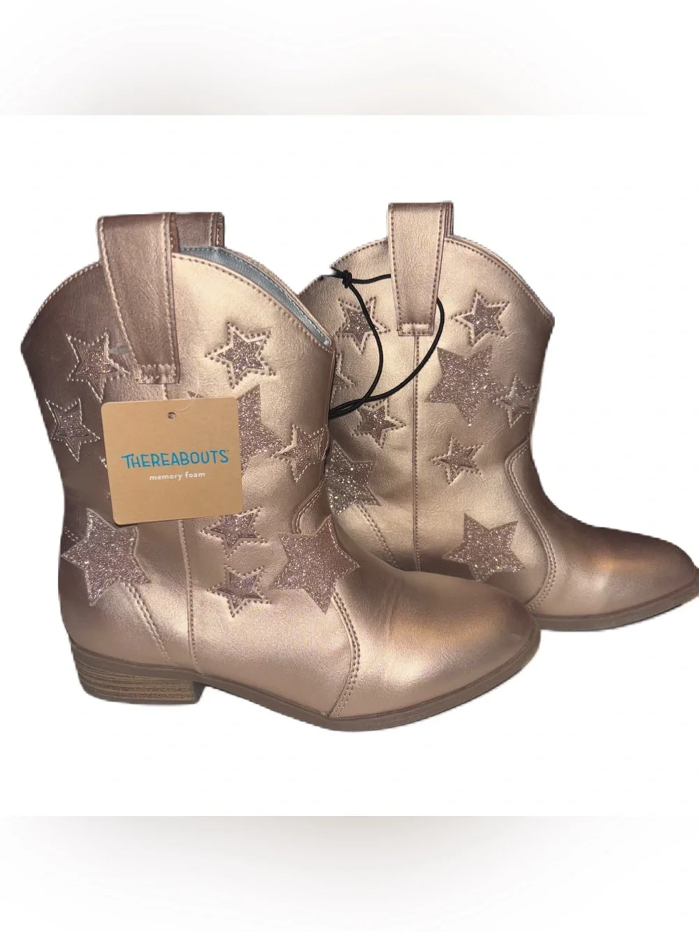 Thereabouts Girls Metallic Sienna Rose Gold Stars Western Cowgirl Ankle Boots 2